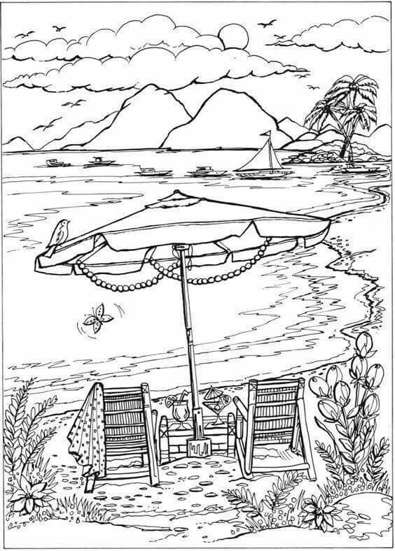 75 Beach Themed Coloring Pages 30