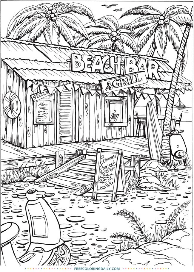 75 Beach Themed Coloring Pages 96