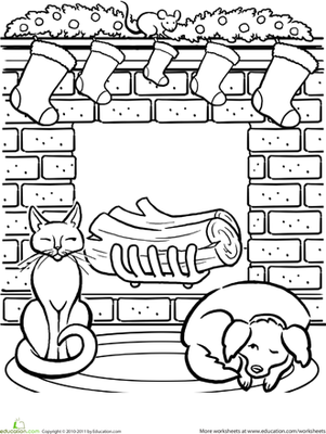 45 Christmas Fireplace Coloring Page 10