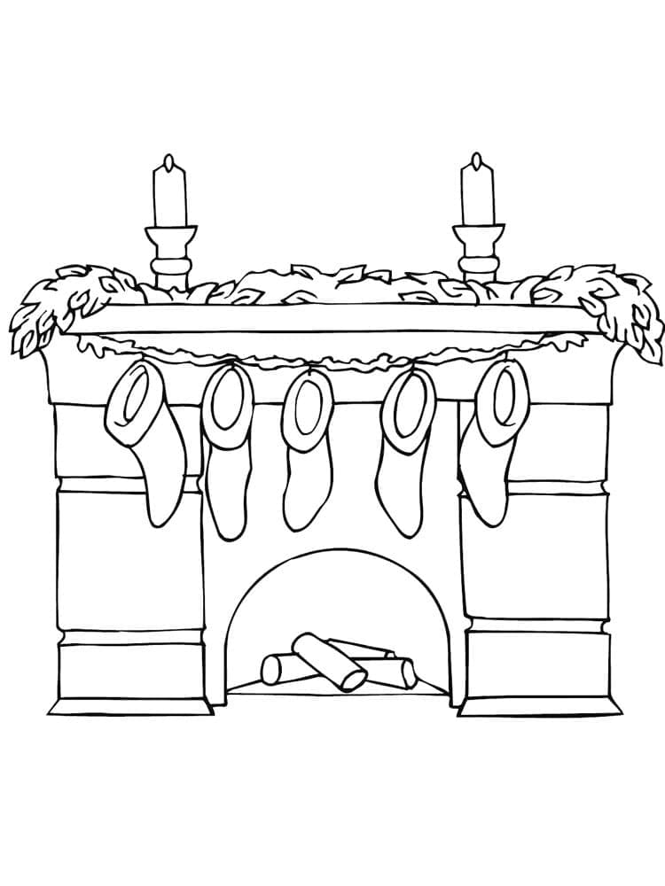 45 Christmas Fireplace Coloring Page 11