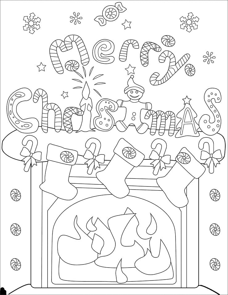 45 Christmas Fireplace Coloring Page 12