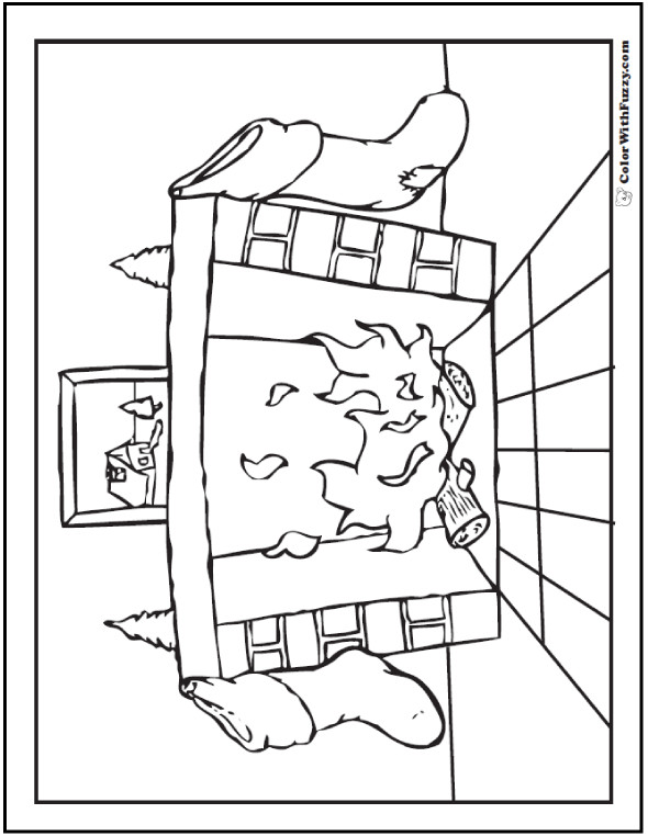 45 Christmas Fireplace Coloring Page 14