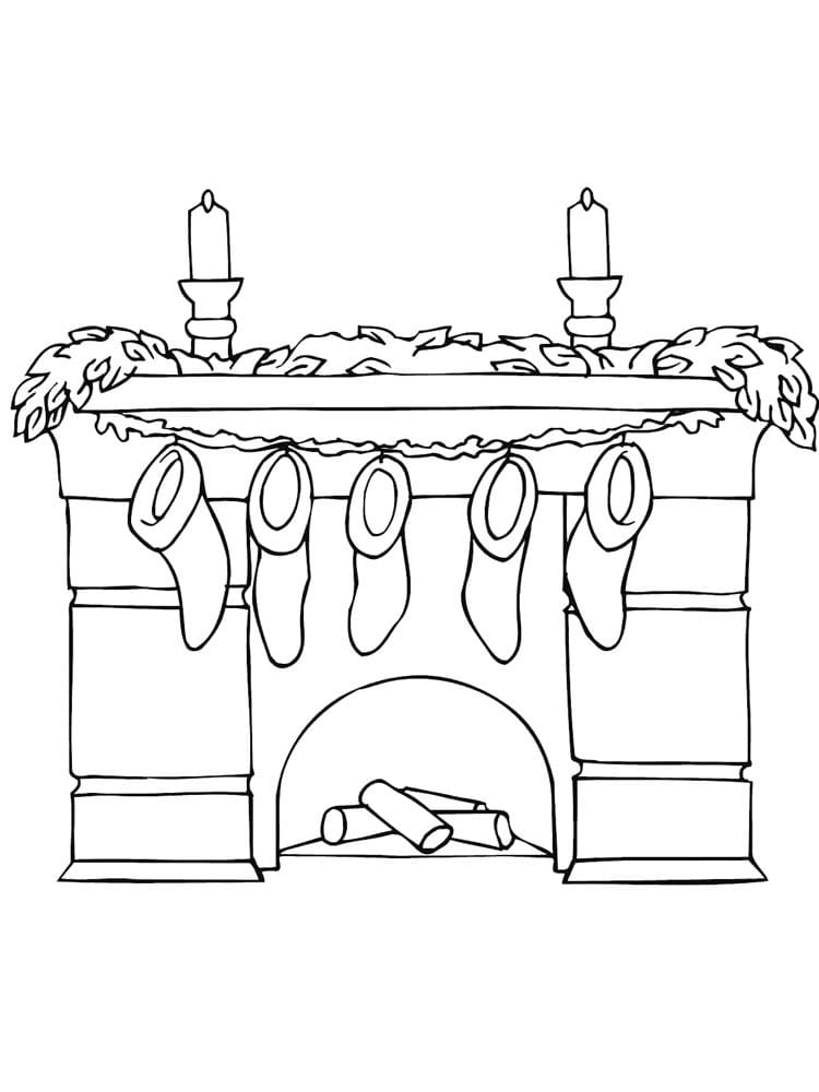 45 Christmas Fireplace Coloring Page 15