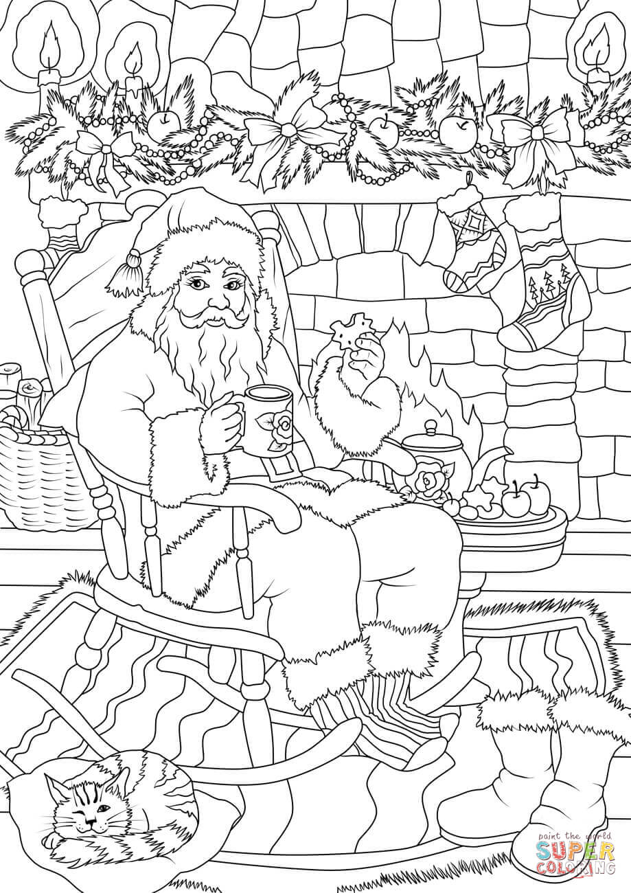 45 Christmas Fireplace Coloring Page 18