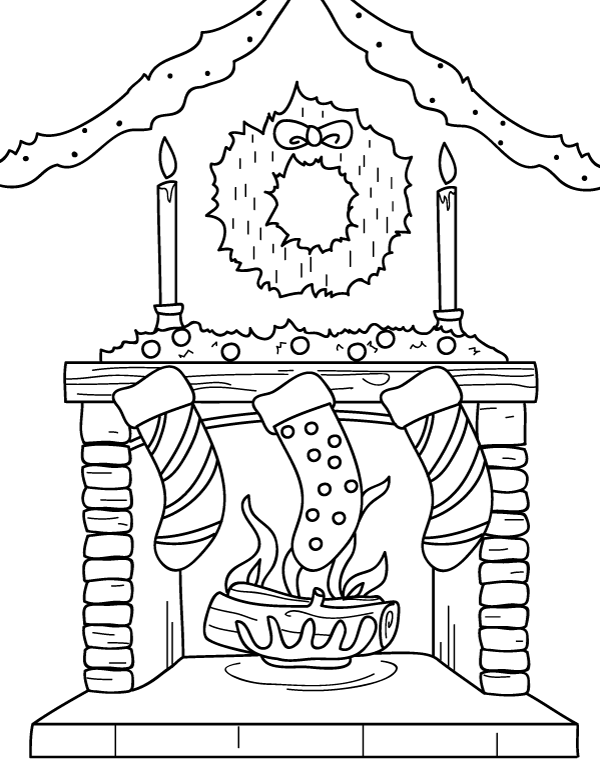 45 Christmas Fireplace Coloring Page 21