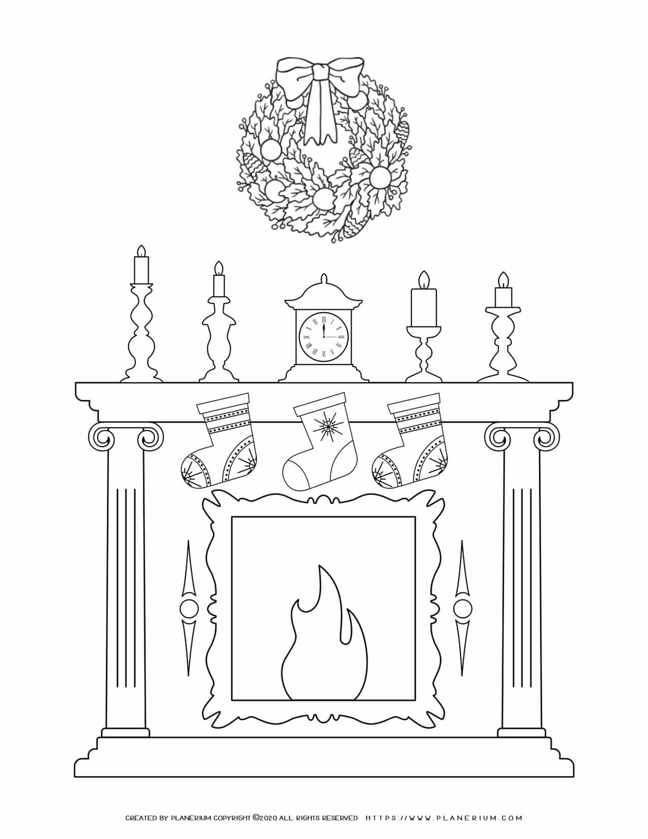 45 Christmas Fireplace Coloring Page 23