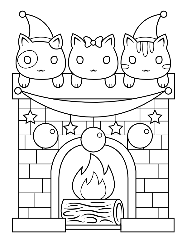 45 Christmas Fireplace Coloring Page 27