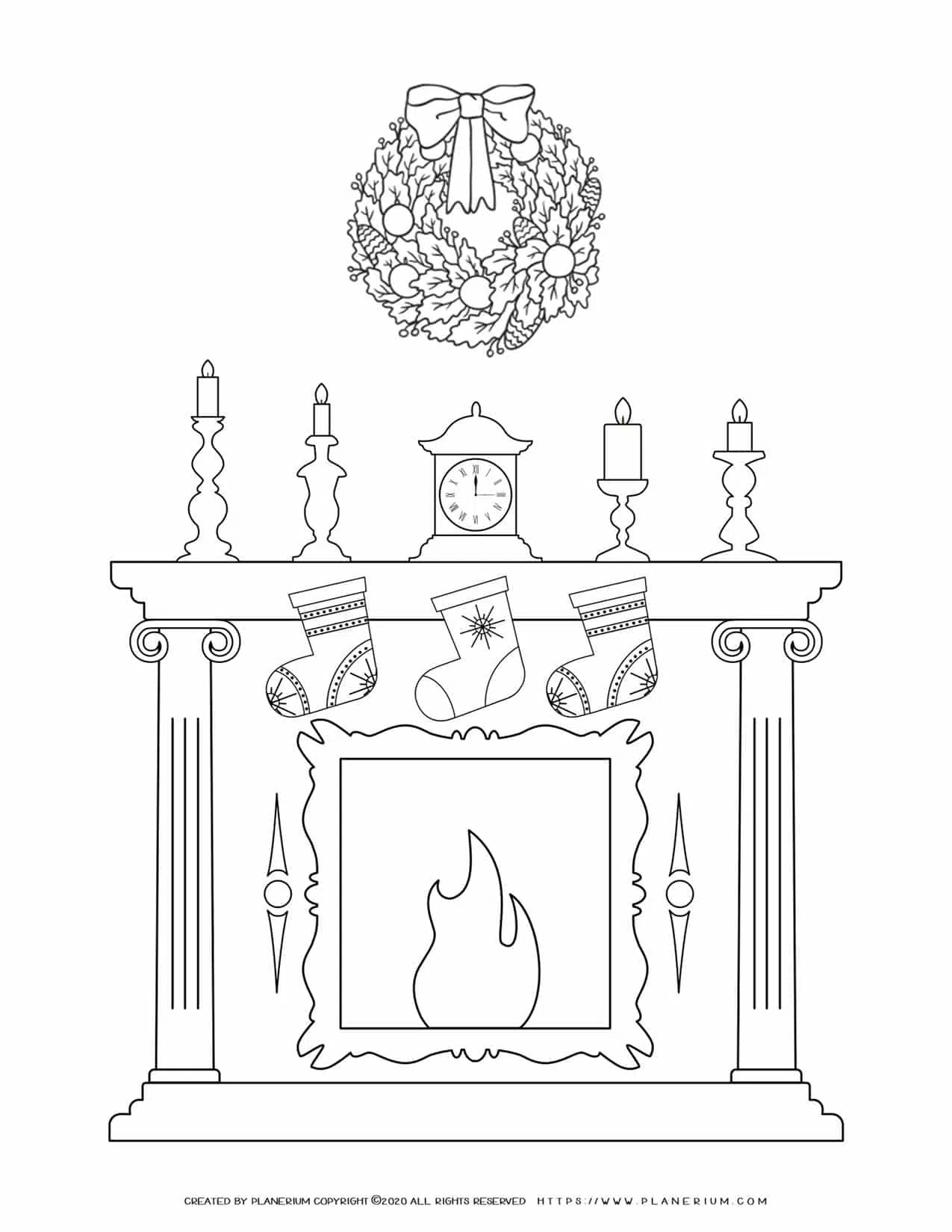 45 Christmas Fireplace Coloring Page 29