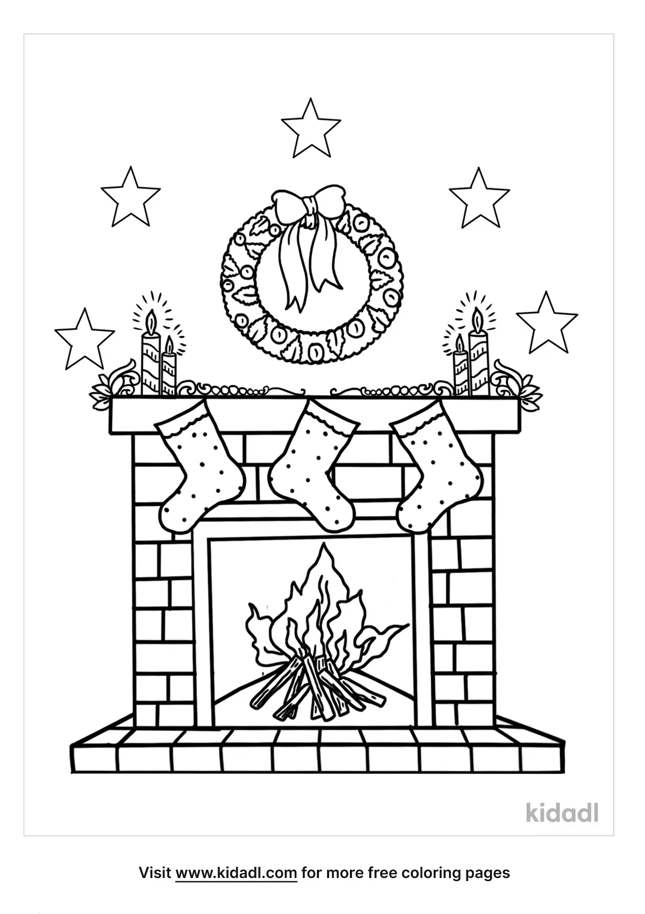 45 Christmas Fireplace Coloring Page 3