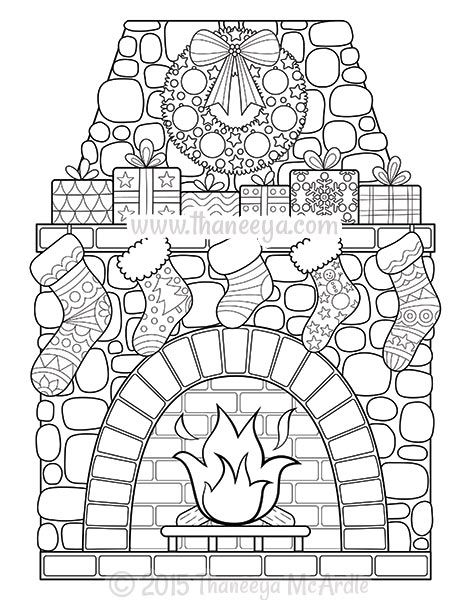 45 Christmas Fireplace Coloring Page 33