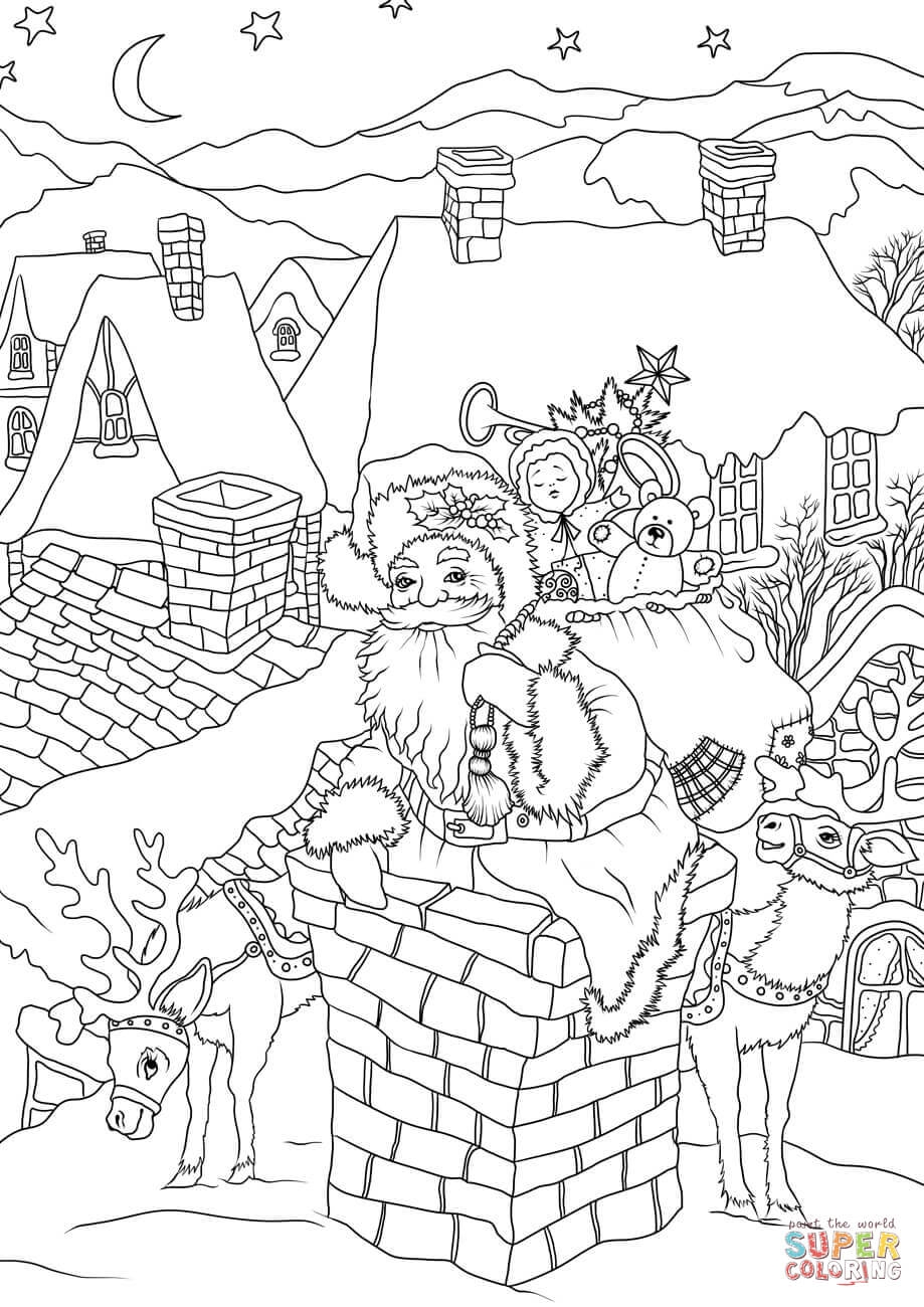 45 Christmas Fireplace Coloring Page 34