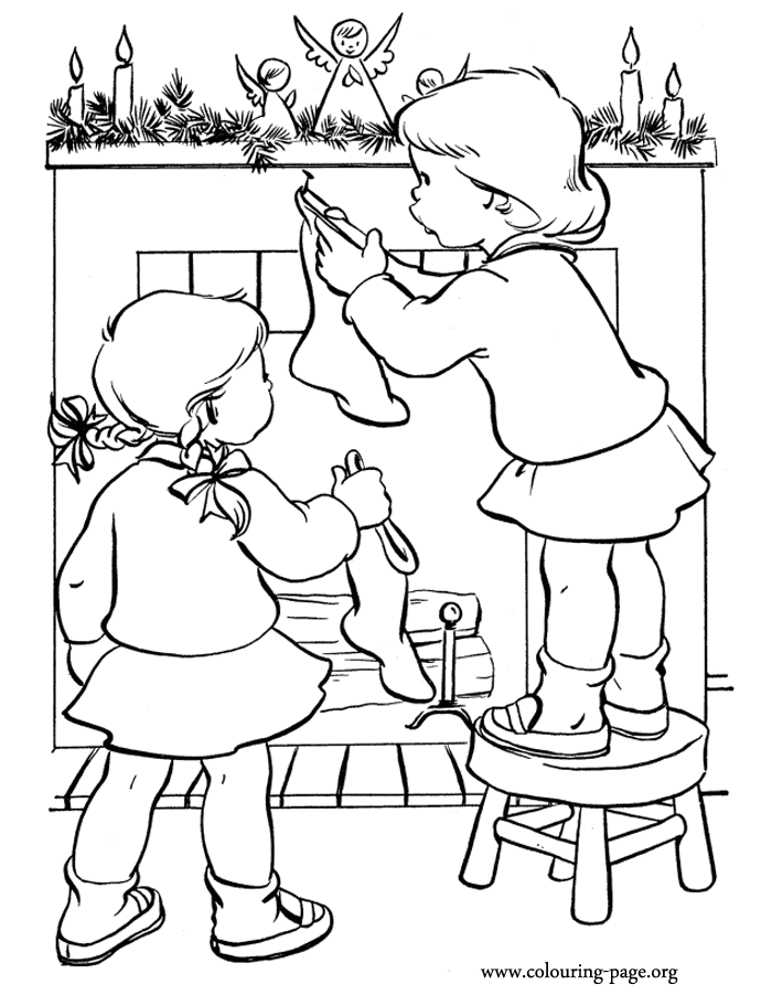 45 Christmas Fireplace Coloring Page 35