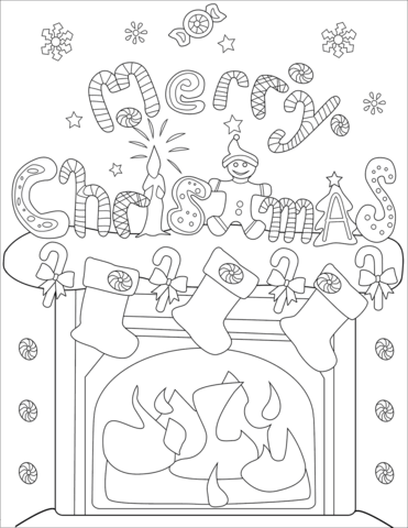 45 Christmas Fireplace Coloring Page 4