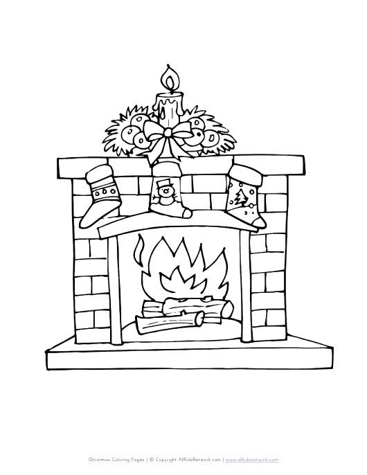 45 Christmas Fireplace Coloring Page 43