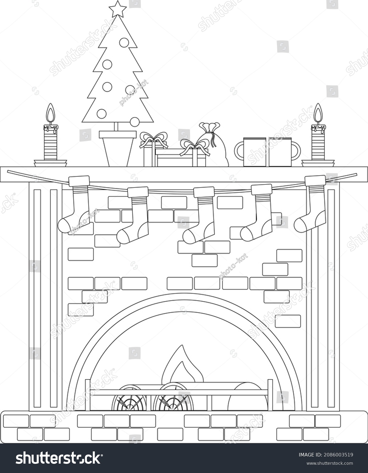 45 Christmas Fireplace Coloring Page 45