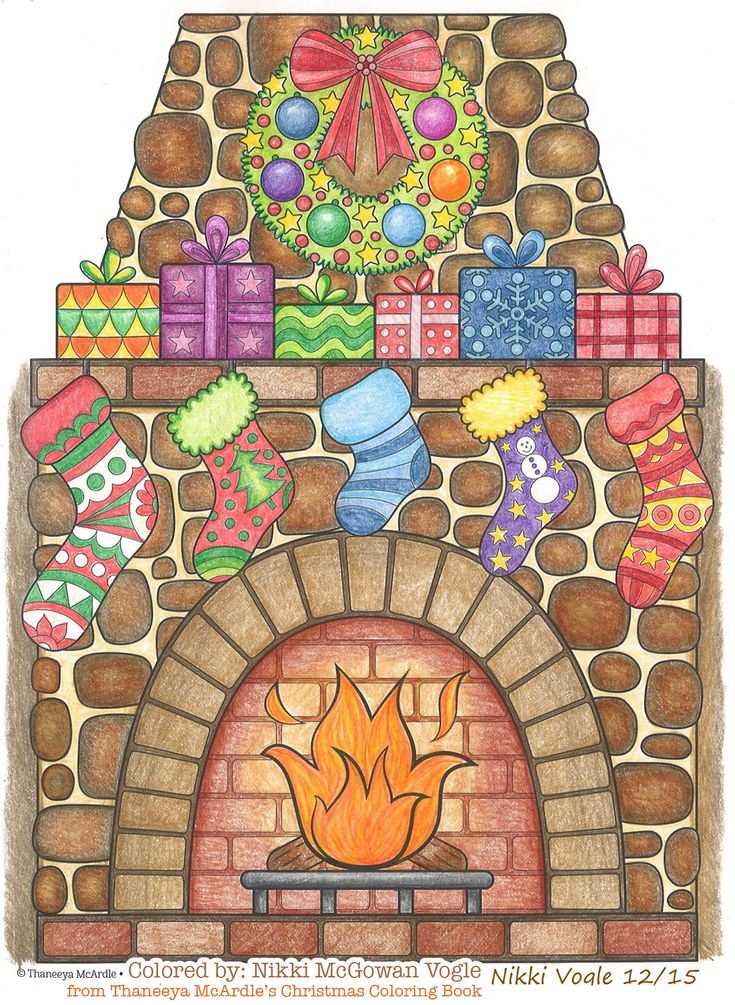 45 Christmas Fireplace Coloring Page 49