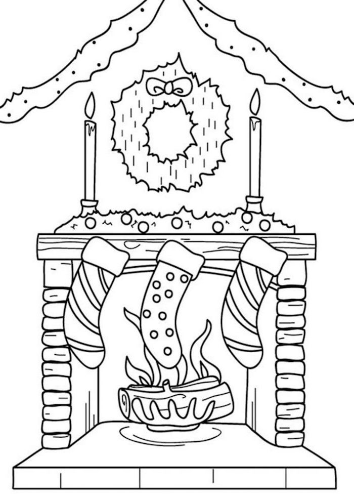 45 Christmas Fireplace Coloring Page 50