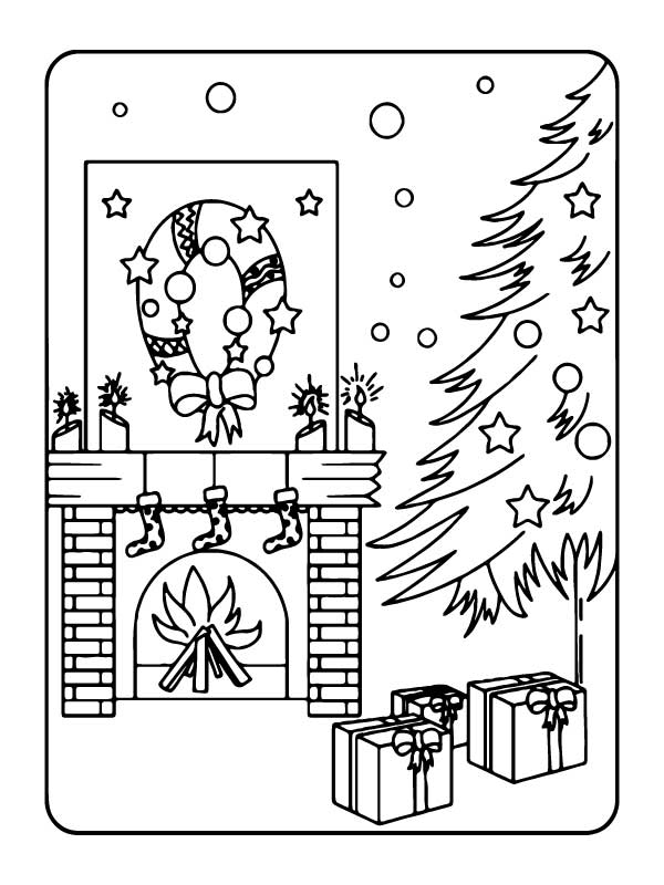 45 Christmas Fireplace Coloring Page 53