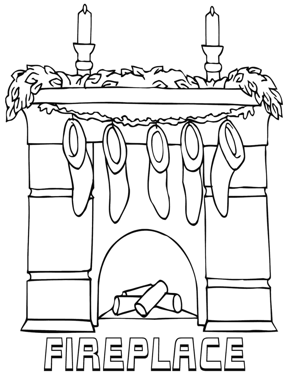 45 Christmas Fireplace Coloring Page 55