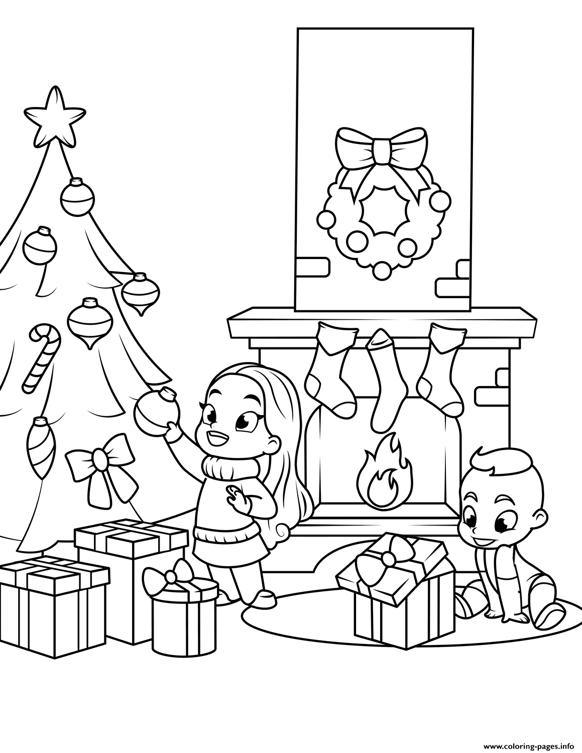 45 Christmas Fireplace Coloring Page 56