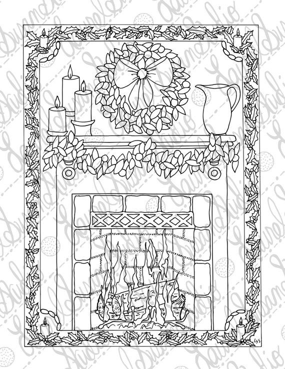 45 Christmas Fireplace Coloring Page 57