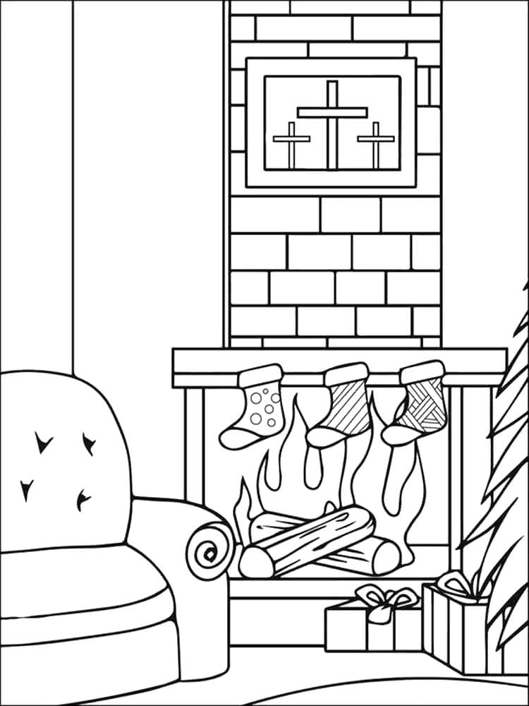 45 Christmas Fireplace Coloring Page 62