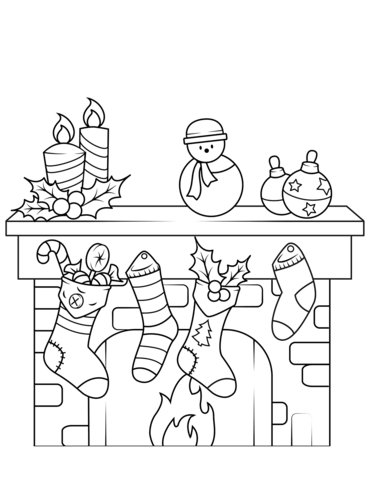 45 Christmas Fireplace Coloring Page 8