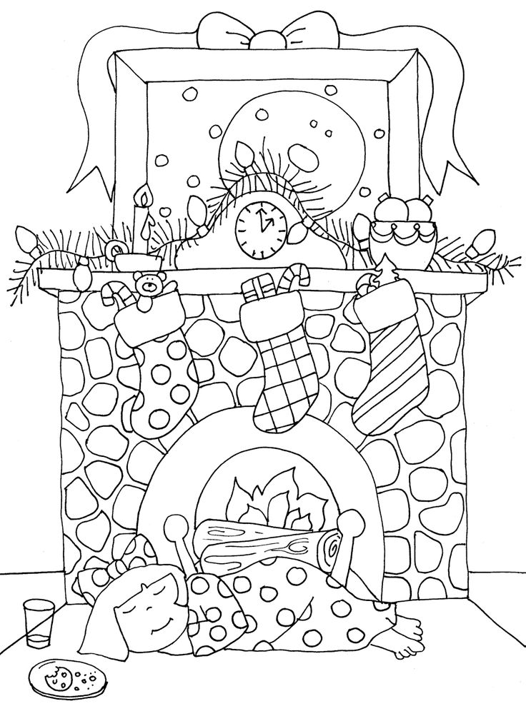 45 Christmas Fireplace Coloring Page 9