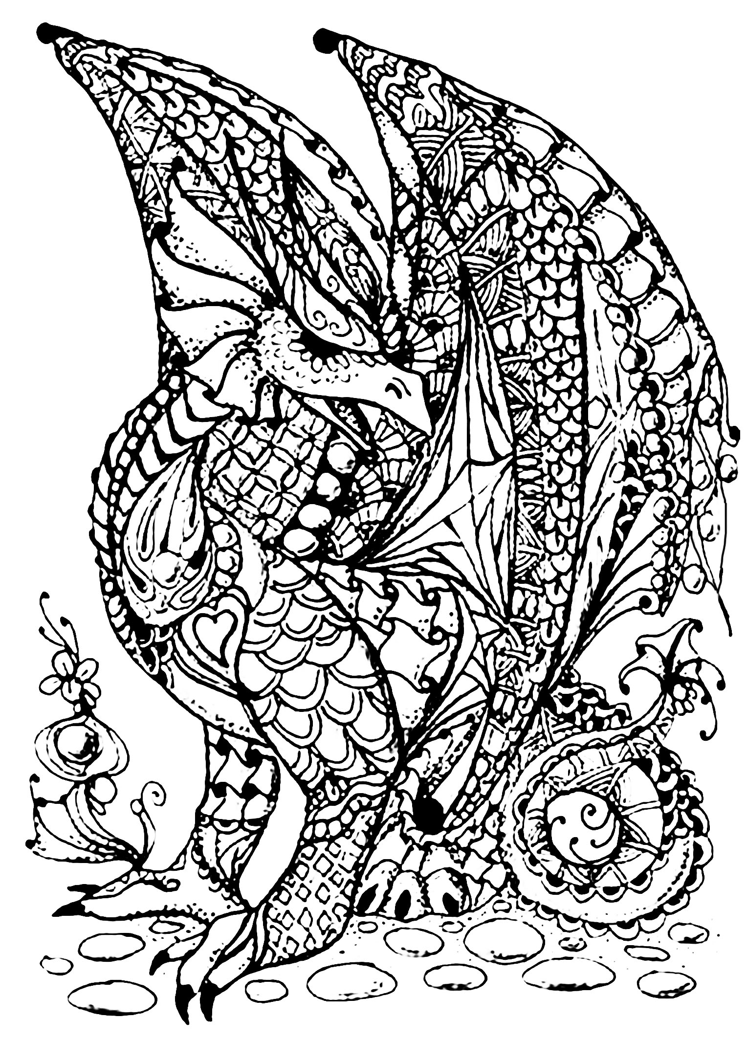 45 Dragon Printable Coloring Page 14