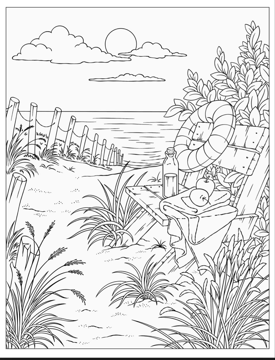 80 Printable Beach Reading Coloring Pages 37