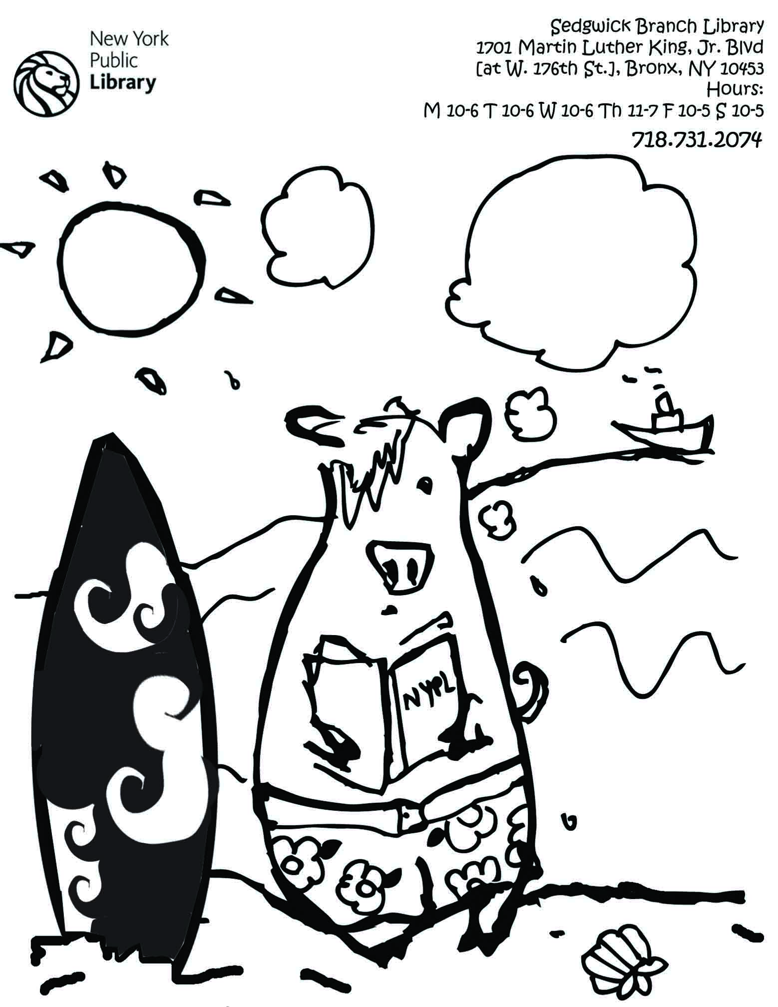 80 Printable Beach Reading Coloring Pages 41