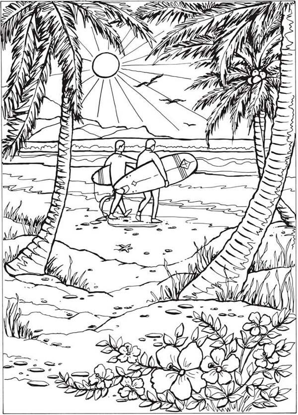 80 Printable Beach Reading Coloring Pages 49