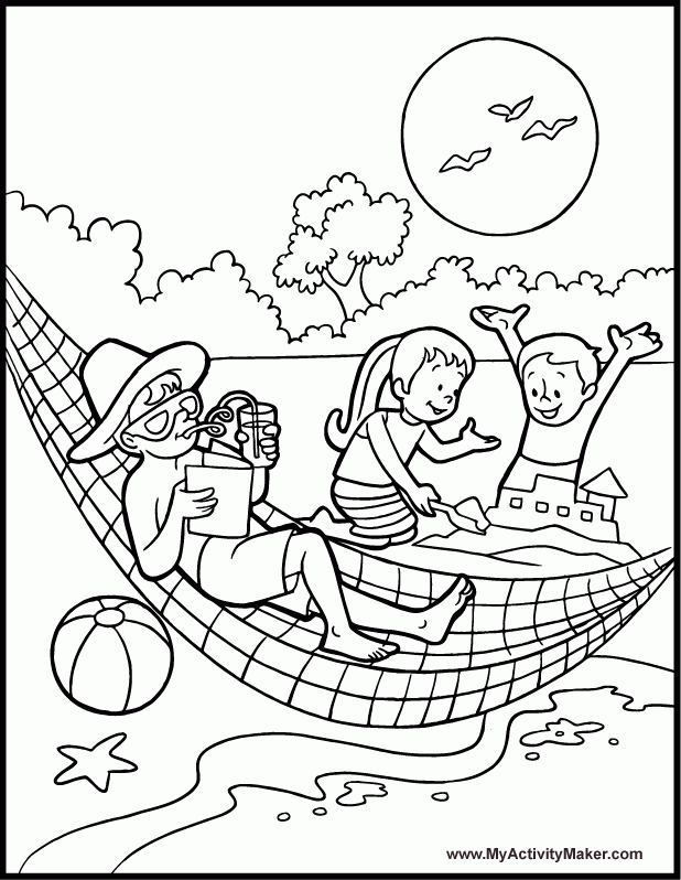 80 Printable Beach Reading Coloring Pages 66