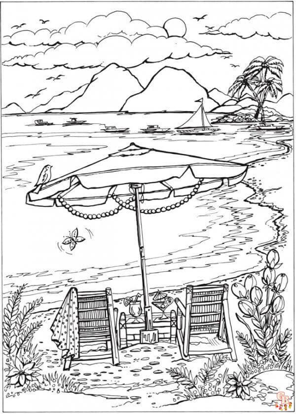 80 Printable Beach Reading Coloring Pages 67