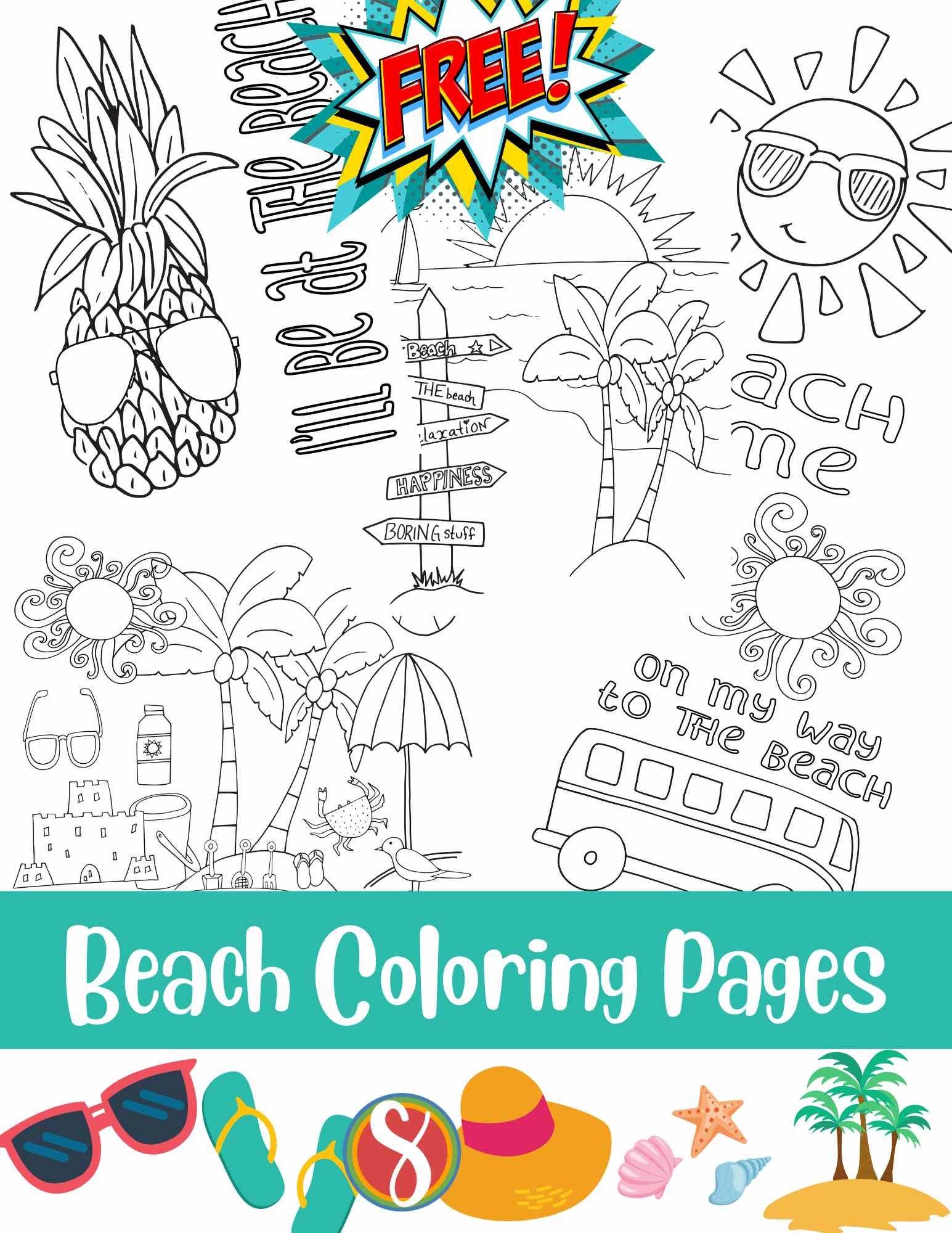 80 Printable Beach Reading Coloring Pages 88