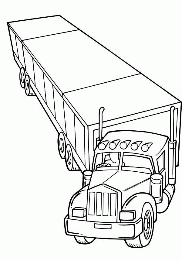 90 Tractor Trailer Coloring Page 1