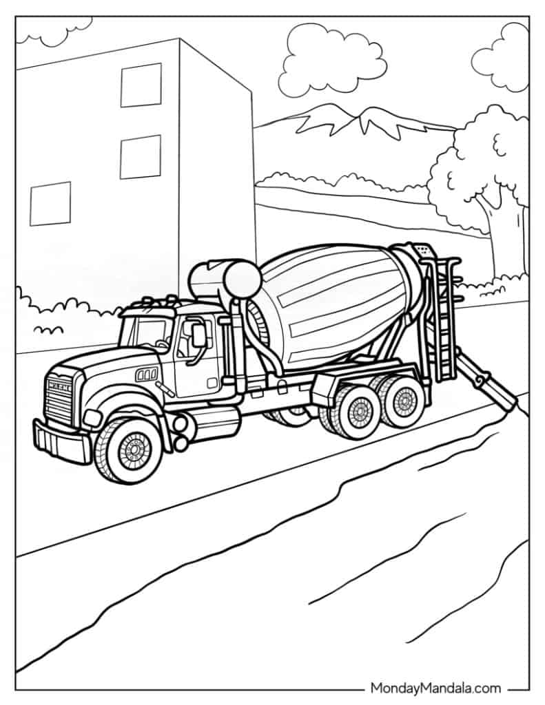 90 Tractor Trailer Coloring Page 8