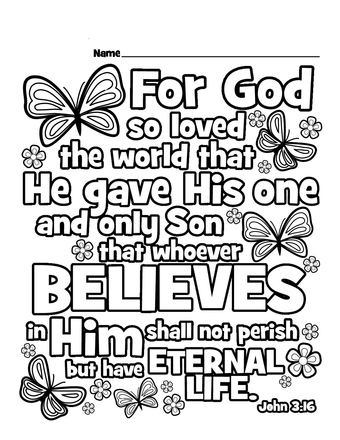 60 Printable John 3:16 Coloring Page 1