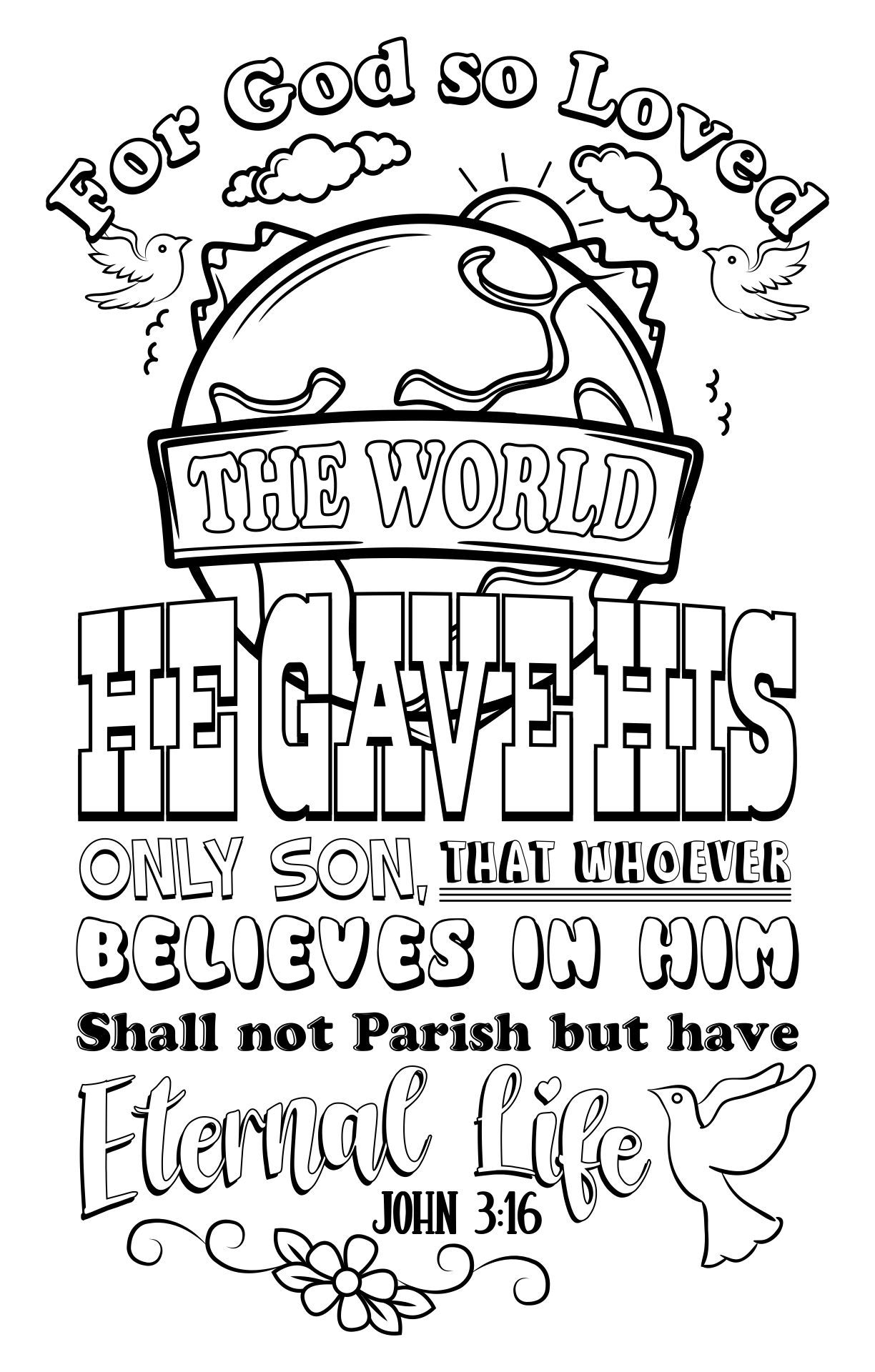 60 Printable John 3:16 Coloring Page 17