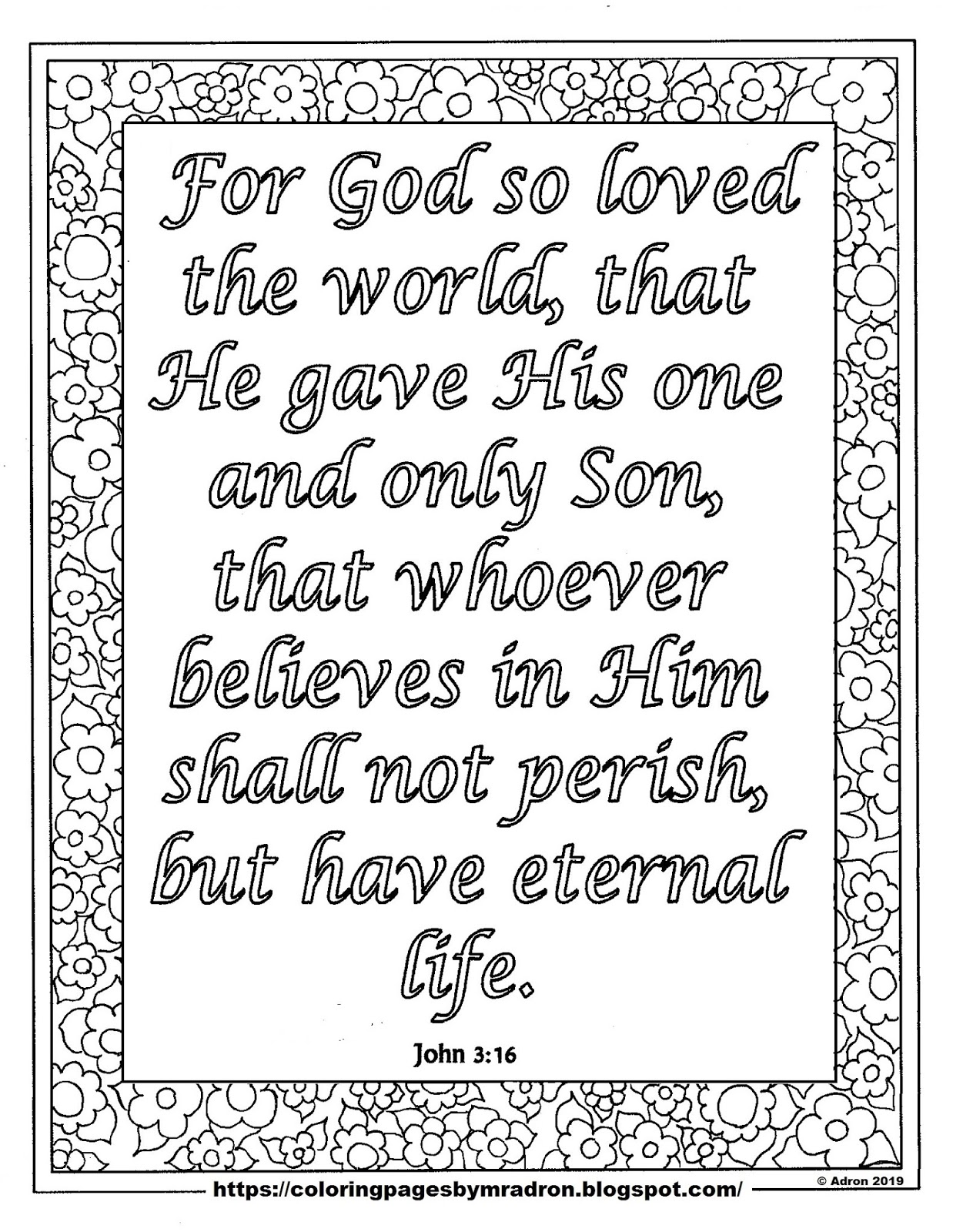 60 Printable John 3:16 Coloring Page 2