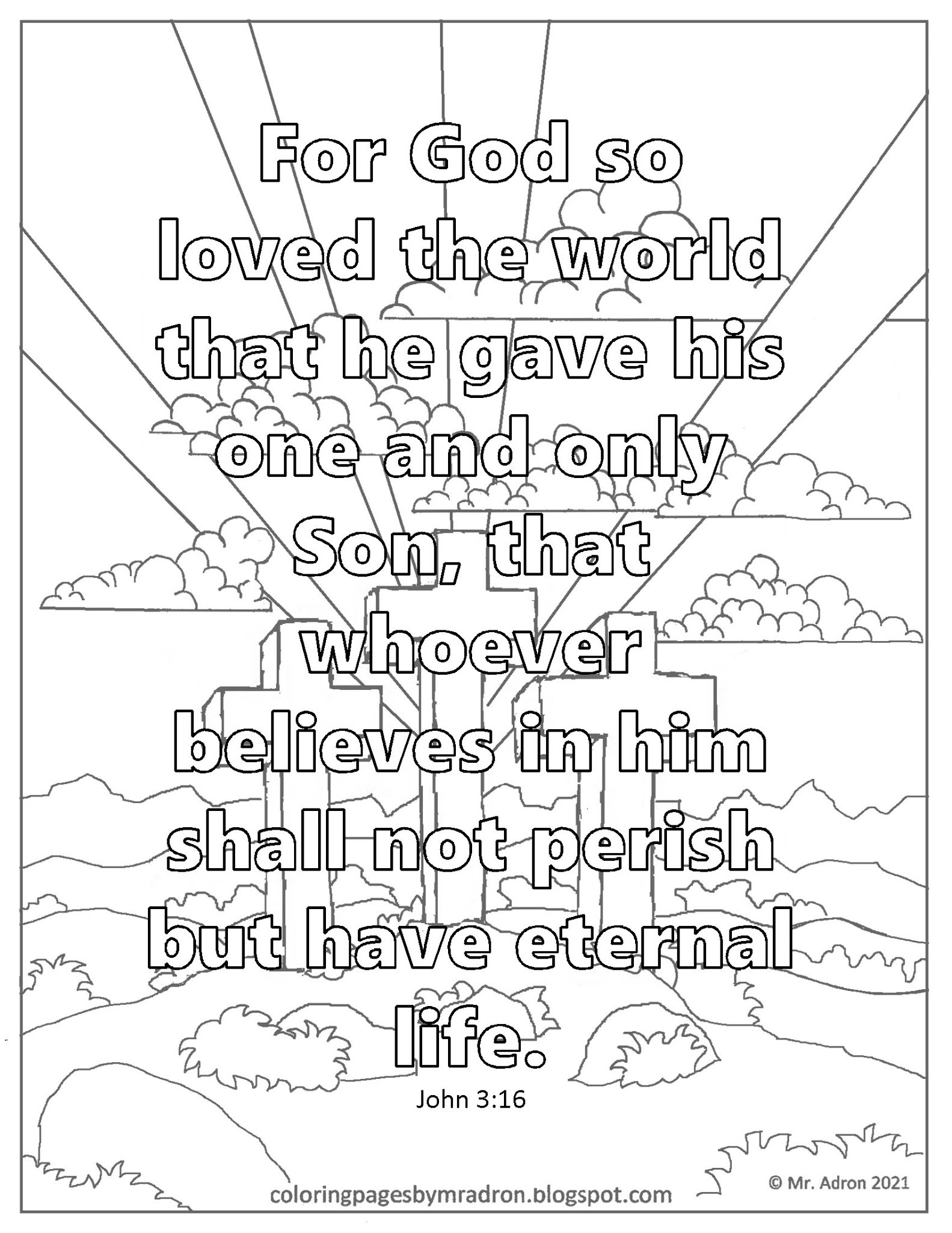 60 Printable John 3:16 Coloring Page 9