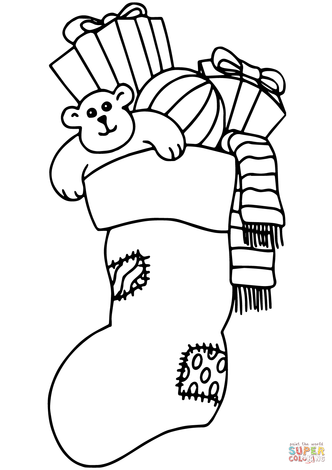 60 Printable Stocking Coloring Picture 7