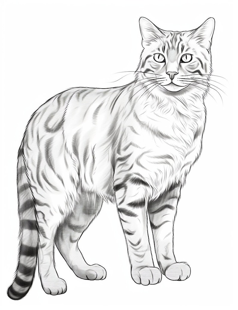 60 Printable Tabby Cat Coloring Page 13