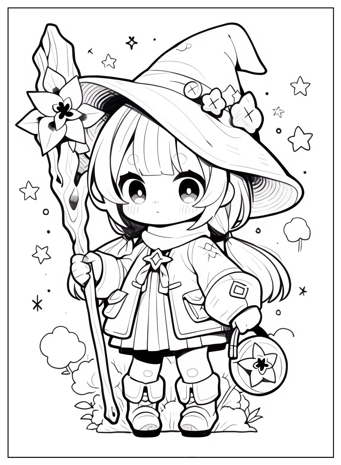 35 Cute Witch Coloring Page 12