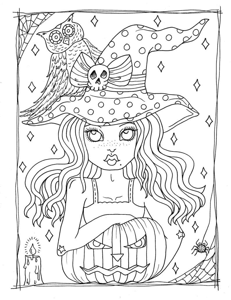 35 Cute Witch Coloring Page 16