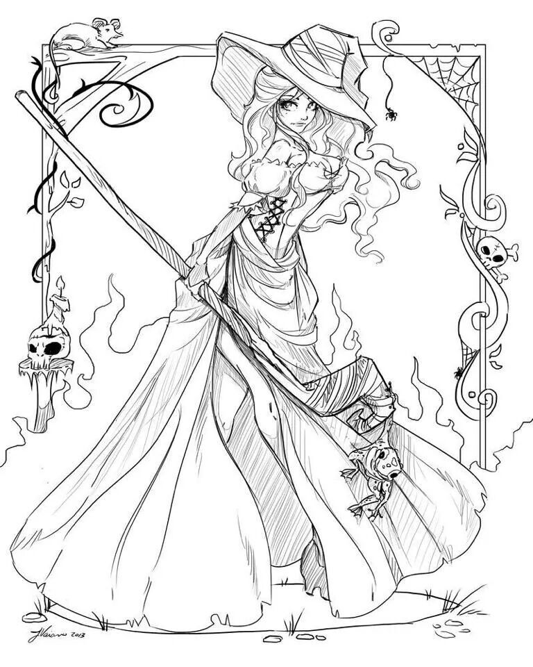 35 Cute Witch Coloring Page 25