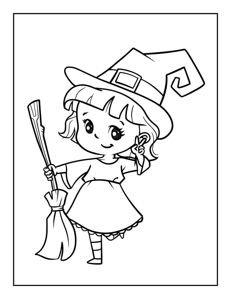 35 Cute Witch Coloring Page 26