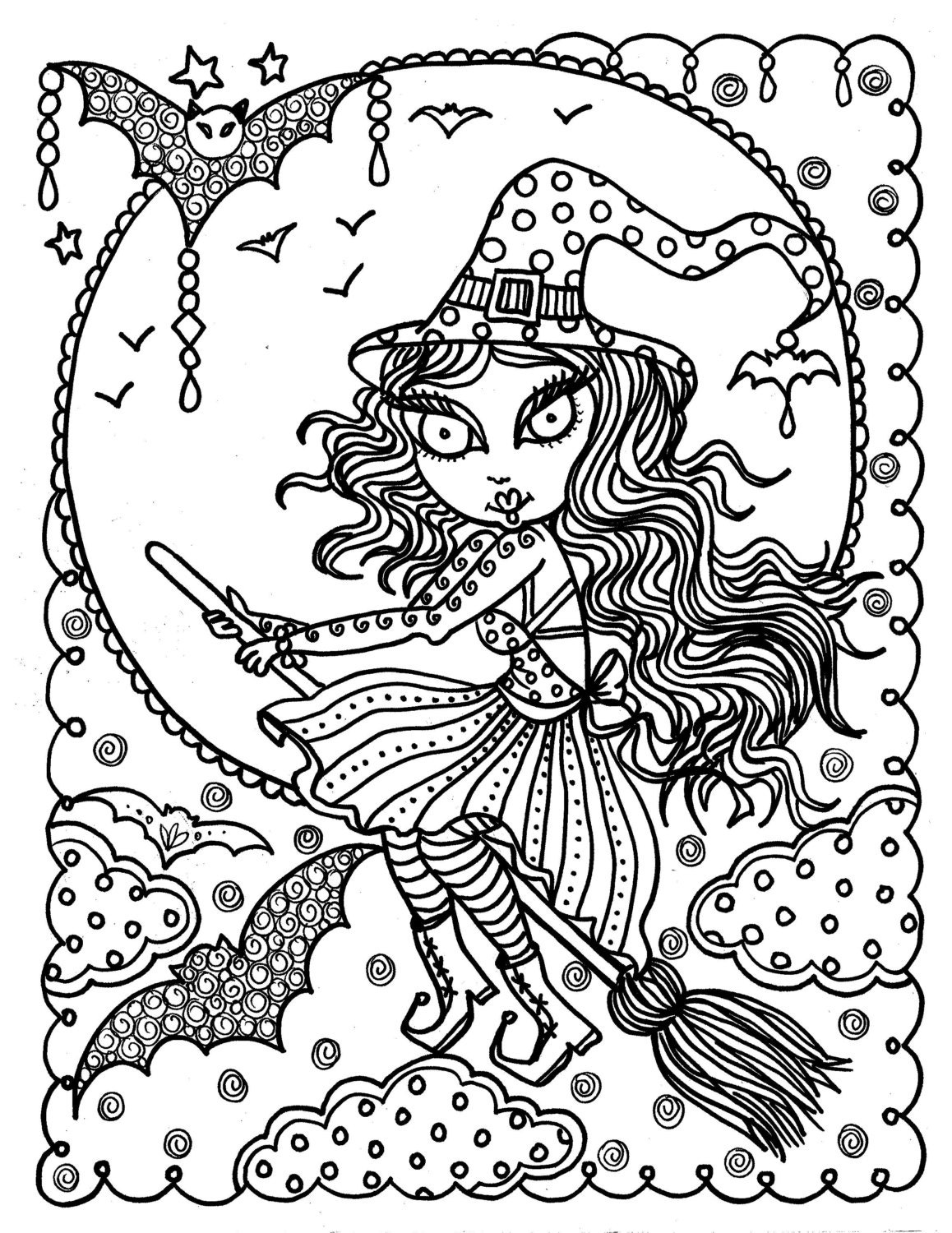 35 Cute Witch Coloring Page 28