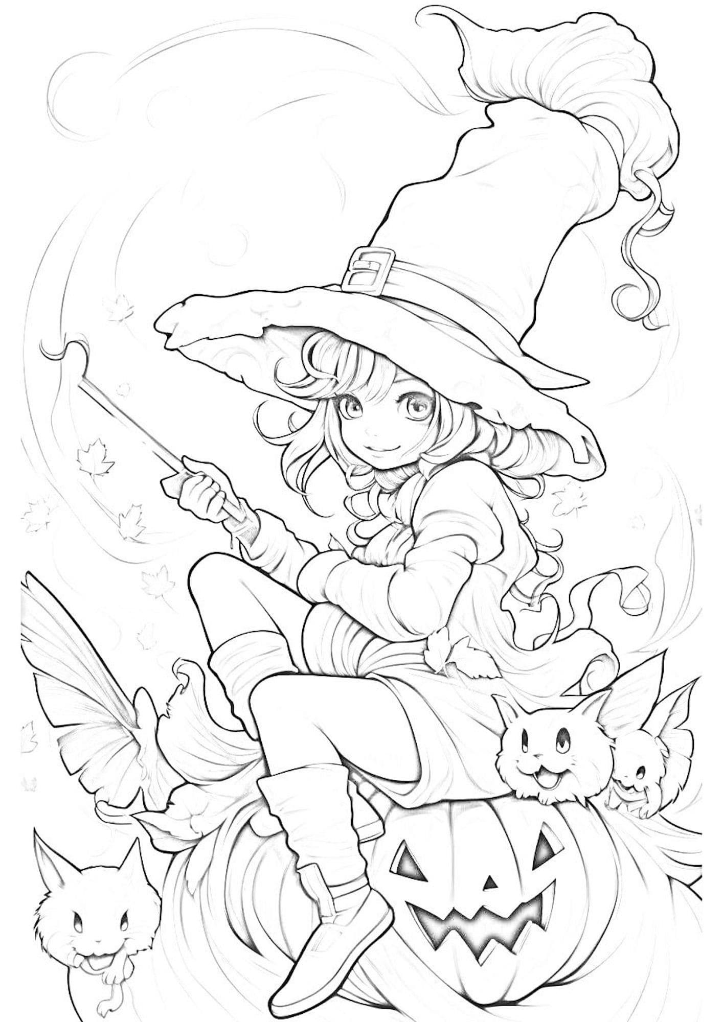 35 Cute Witch Coloring Page 5