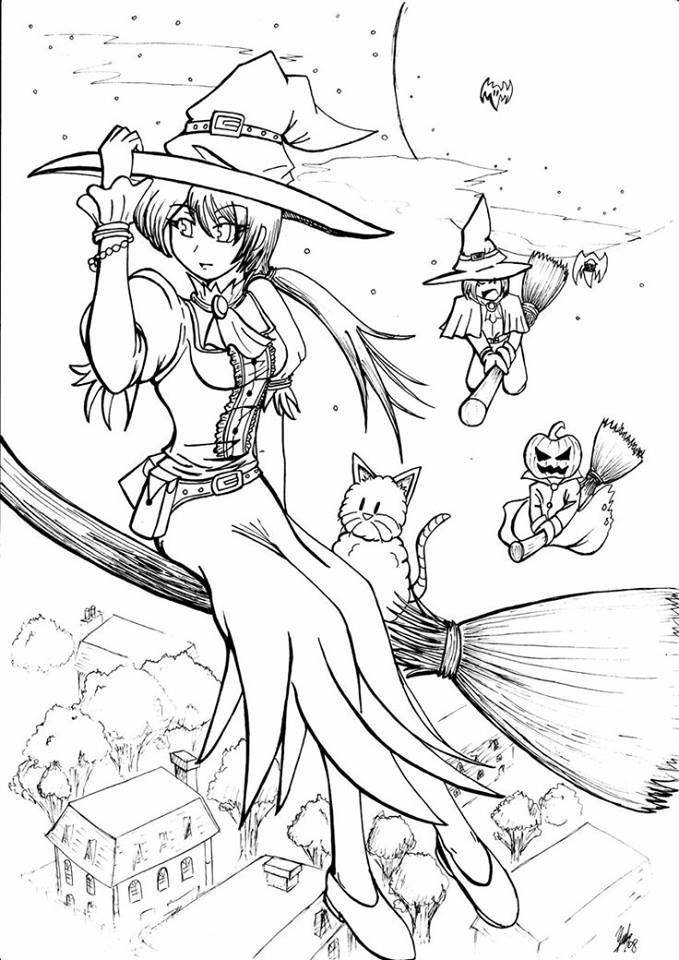 35 Cute Witch Coloring Page 7